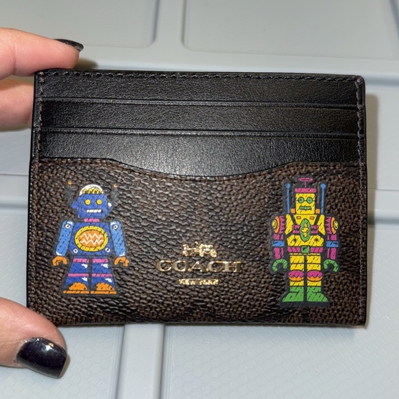 Coach Cosmic Coach Slim Id Card Case In Signature Canvas With Robot Print - Picture 3 of 4